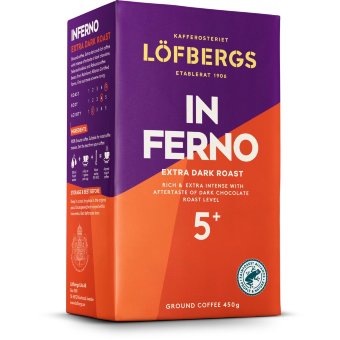 Фильтрованный кофе Löfbergs Inferno очень тёмной обжарки 450 гр Rainforest Alliance