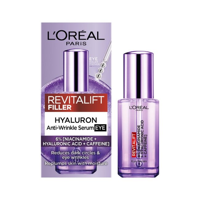Сыворотка для кожи вокруг глаз L'Oréal Paris Revitalift Filler с 2,5% гиалуроновой кислотой и кофеином 20 мл