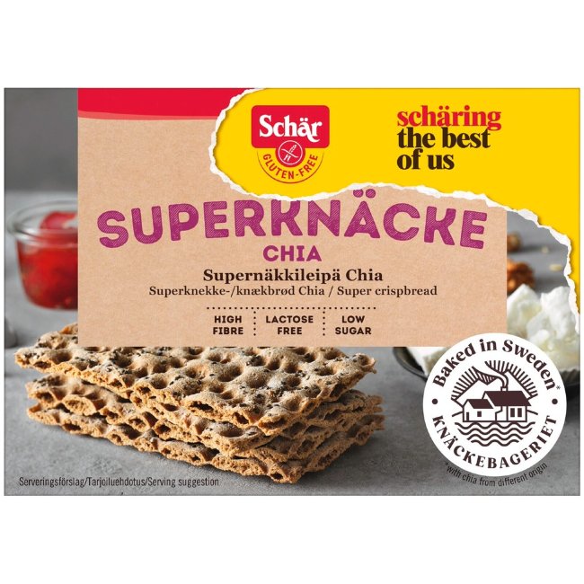 Хрустящие безглютеновые хлебцы Schär Supernäkkileipä с семенами чиа 140 гр Хрустящие безглютеновые хлебцы Schär Supernäkkileipä с семенами чиа 140 гр