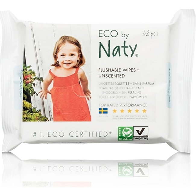 Влажные очищающие салфетки смываемые Naty 42 шт Влажные очищающие салфетки смываемые Naty 42 шт