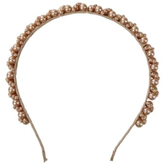 Аксессуар с стиле повязка для волос с жемчужинами бежевого цвета шириной 1 см