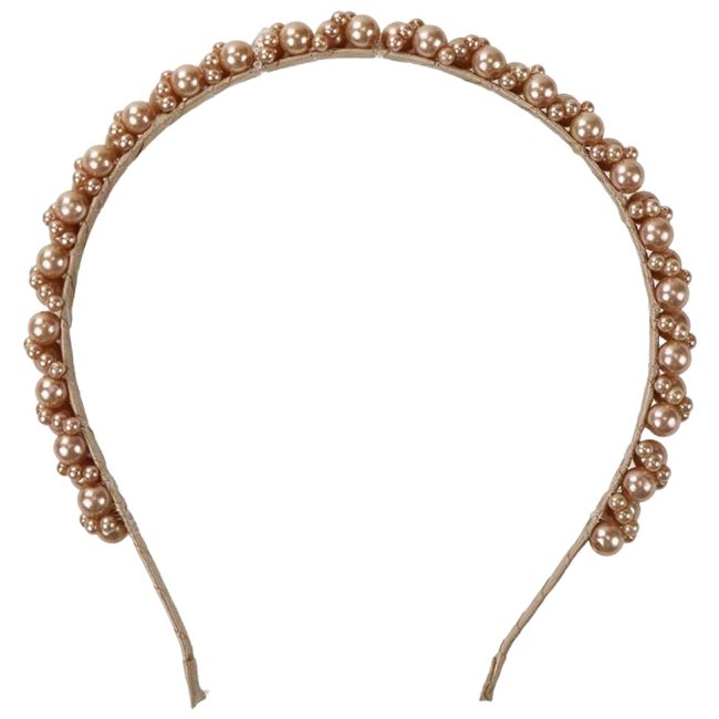 Аксессуар с стиле повязка для волос с жемчужинами бежевого цвета шириной 1 см