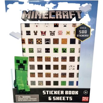 Альбом с наклейками Minecraft, 6 листов с наклейками, более 500 наклеек