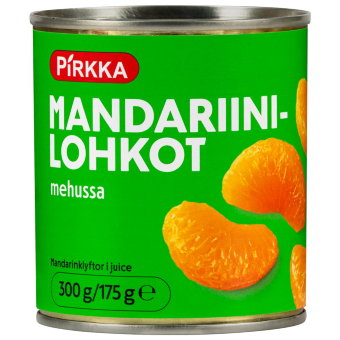 Мандарины дольками в соке Pirkka 300/175г Мандарины дольками в соке Pirkka 300/175г