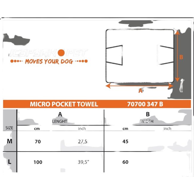 Полотенце для домашних животных Icepeak Pet Micro M серое