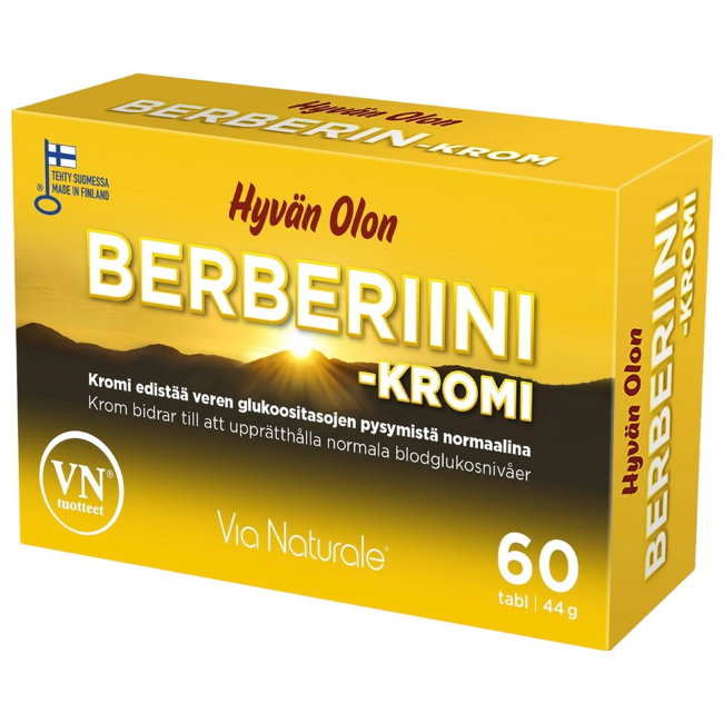 Витамины берберин Hyvän Olon Berberiini-Kromi 60 таблеток Via Naturale