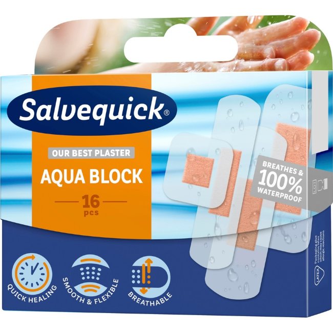 Пластырь Salvequick Aqua Block 16 шт