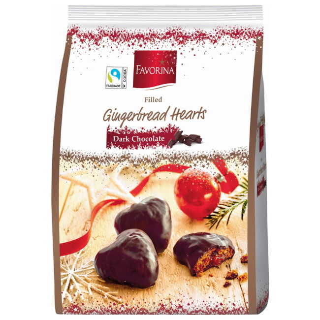 Пряники сердечки с абрикосовой начинкой Favorina (в тёмном шоколаде) 300 гр Пряники сердечки с абрикосовой начинкой Favorina (в тёмном шоколаде) 300 гр