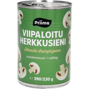 Шампиньоны консервированные пластинками Priima 390/230 г Шампиньоны консервированные пластинками Priima 390/230 г