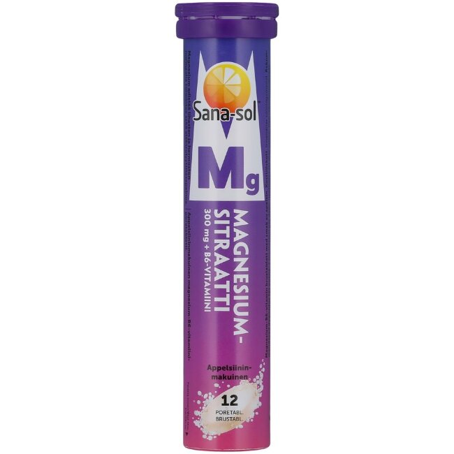 Шипучие таблетки Sana-sol Magnesium-B6 со вкусом апельсина, 12 шт