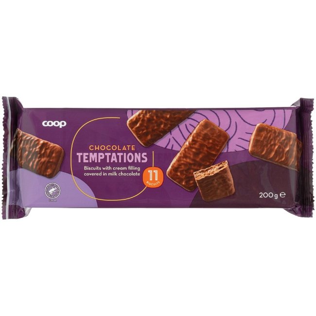 Печенье с кремовой начинкой в молочном шоколаде Coop Chocolate Temptations 200 гр