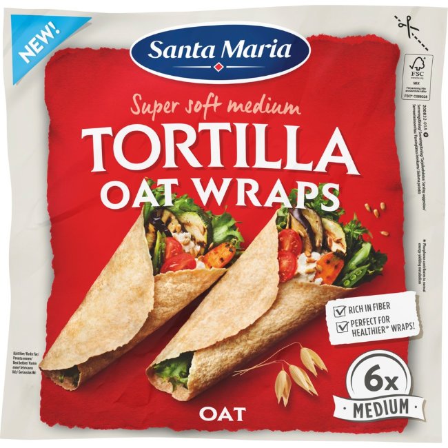 Тортилья овсяная Santa Maria Medium (уп 6 шт) 240 гр