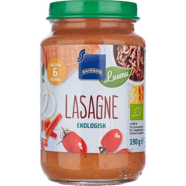 Детское питание Органическая лазанья Rainbow 6 мес 190 гр