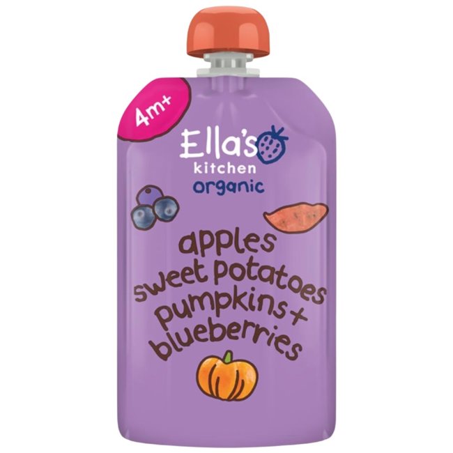 Пюре Ella's Kitchen из яблока, батата, тыквы и черники 120 гр Пюре Ella's Kitchen из яблока, батата, тыквы и черники 120 гр