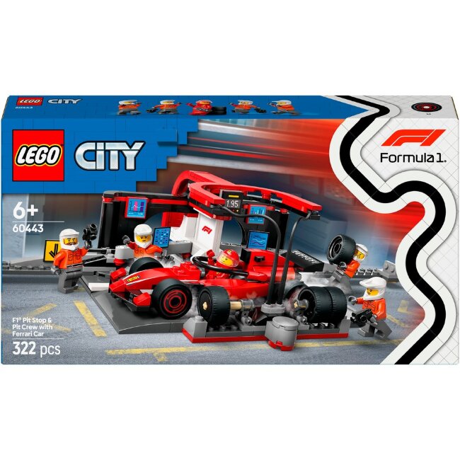 Игровой набор LEGO® City 60443 — остановка на пит-стопе F1® с командой и автомобилем Ferrari