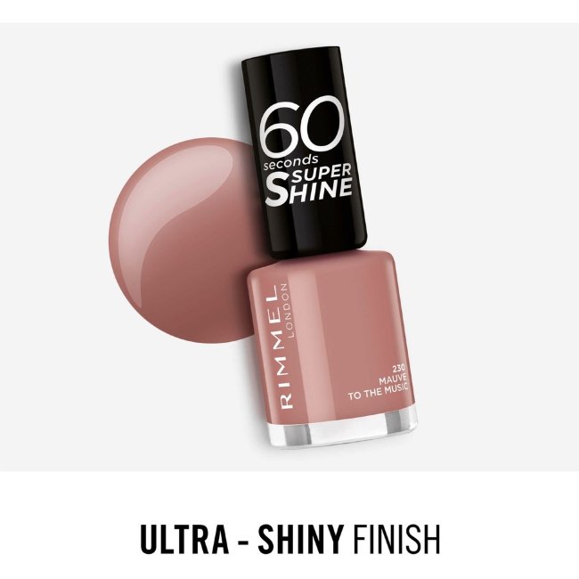 Лак для ногтей Rimmel 60 Seconds Super Shine 8 мл, 230 Mauve to the Music