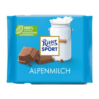 Альпийский молочный шоколад Ritter Sport с 30% содержанием какао 100 гр Альпийский молочный шоколад Ritter Sport с 30% содержанием какао 100 гр