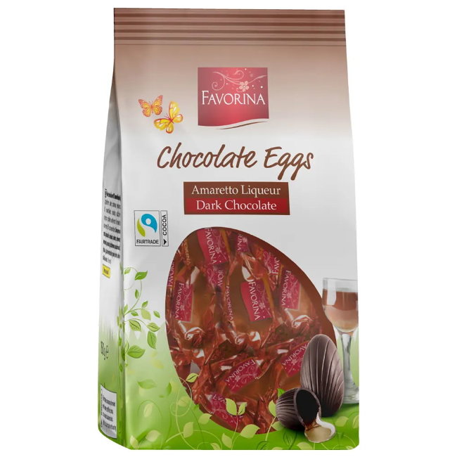 Шоколадные конфеты Favorina Amaretto Liqueur — тёмный шоколад с миндальным ликером 150 гр