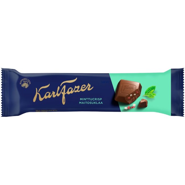 Молочный шоколадный батончик Karl Fazer с мятным хрустящим 37 гр