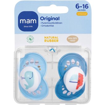 Пустышка MAM Original из натурального латекса 6-16 мес 2 шт