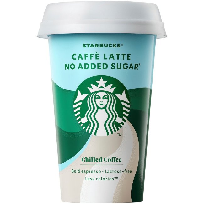 Молочный кофе Starbucks Caffè Latte без добавления сахара, безлактозный 220 мл