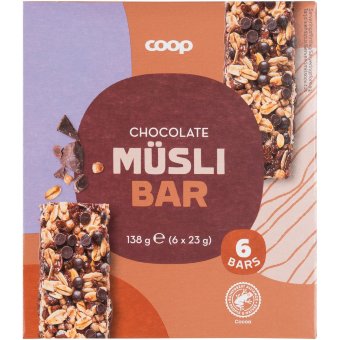 Батончики мюсли с шоколадом и орехами Coop (уп 6 шт) 138 гр