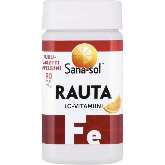 Витамин железо RAUTA + С vitamiini 90 жевательные таблетки Sana-Sol