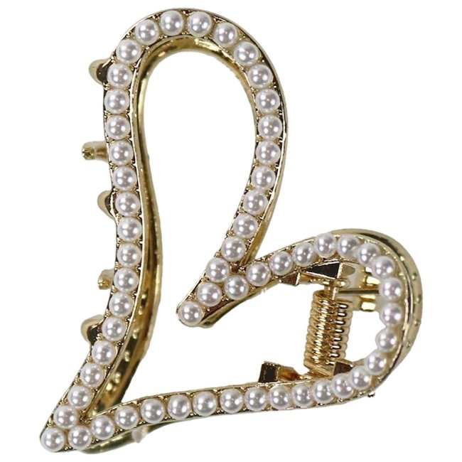 Аксессуары с стилем заколка для волос сердечко с бусиной 4,5 см