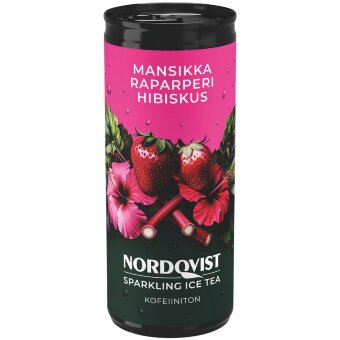 Газированный холодный чай Nordqvist с клубникой, ревенем и гибискусом 330 мл