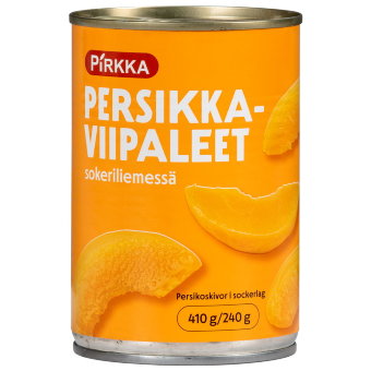 Кусочки персиков в сахарном сиропе Pirkka 410/240 гр Кусочки персиков в сахарном сиропе Pirkka 410/240 гр