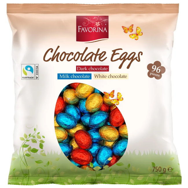 Пасхальные шоколадные яйца Favorina ассорти 750 гр