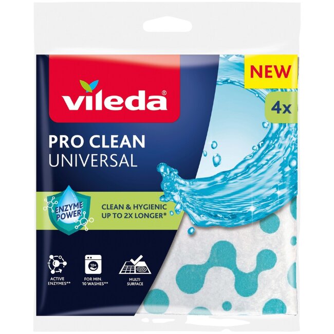 Универсальные салфетки для уборки Vileda Pro Clean 4 шт Универсальные салфетки для уборки Vileda Pro Clean 4 шт