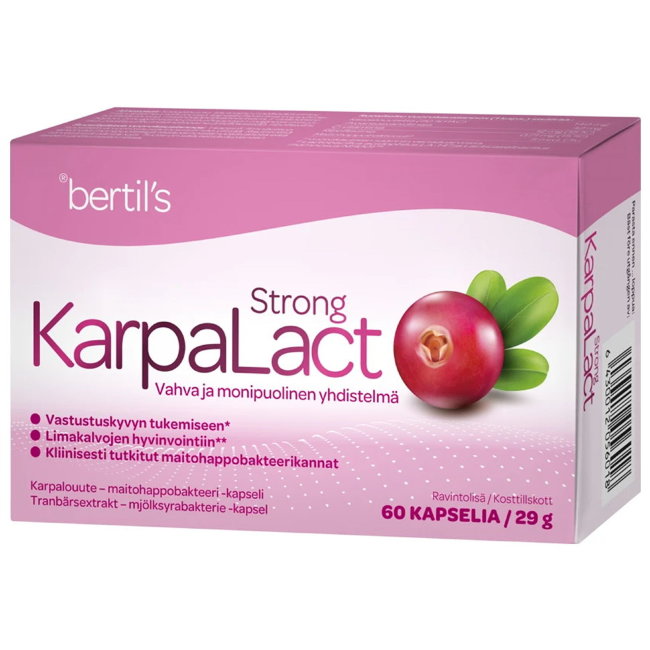 Витамины Karpalact с экстрактом клюквы при проблемах мочевыводящих путей 60 капсул Bertils