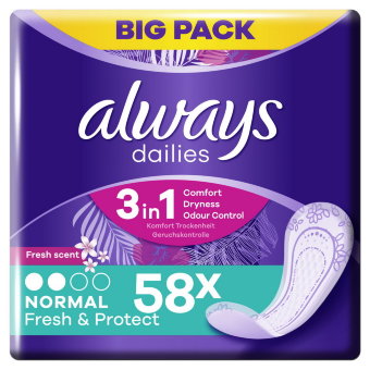 Прокладки гигиенические ежедневные Always Daily Fresh Protect Normal 2/3 58 шт