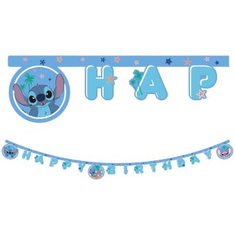 Праздничный баннер Decorata Stitch & Angel с надписью Happy Birthday