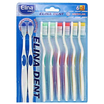 Набор зубных щеток Elina med (Medium) 8 шт Набор зубных щеток Elina med (Medium) 8 шт