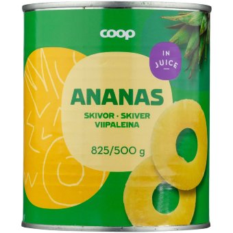 Ананасы кусочки в собственном соку Coop 825/500 гр Ананасы кусочки в собственном соку Coop 825/500 гр