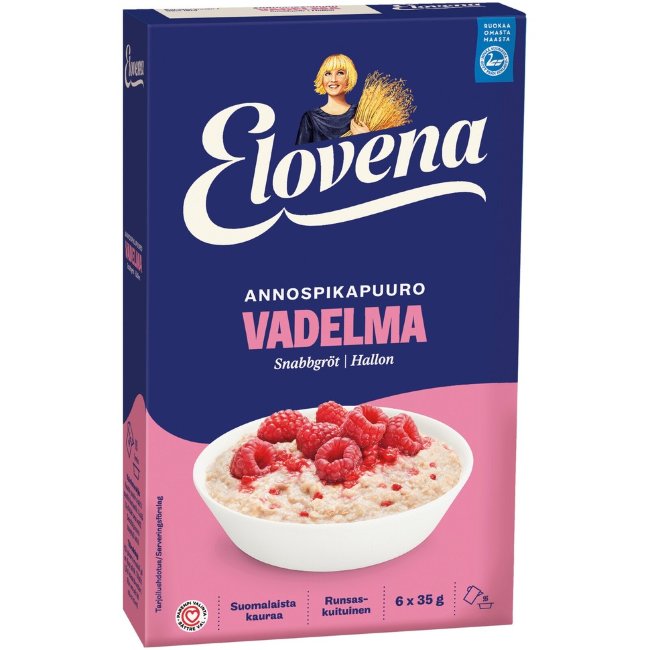 Порционный быстрый овсяный завтрак Elovena с малиной 210 гр