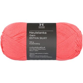 Пряжа House lanka из бамбукового вискозного волокна и хлопка Estiva Silky 100 гр Choral Red 4368