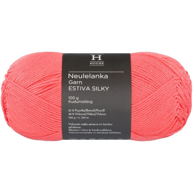 Пряжа House lanka из бамбукового вискозного волокна и хлопка Estiva Silky 100 гр Choral Red 4368 Пряжа House lanka из бамбукового вискозного волокна и хлопка Estiva Silky 100 гр Choral Red 4368