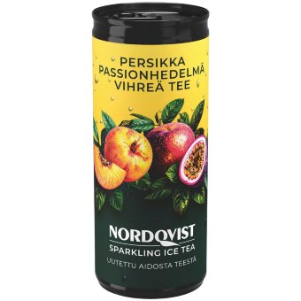Газированный зеленый чай Nordqvist Sparkling Ice tea персик-пассифлора 330 мл