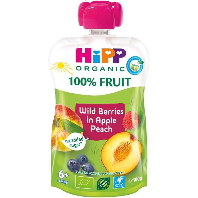 Пюре HiPP (персик, яблоко, малина) 100 гр