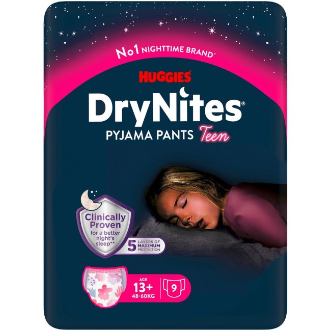 Подгузники-трусики для девочек Drynites 13+ лет, 9 шт.