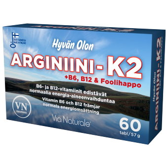 Витамины для сердца Hyvän Olon Arginiini-K2 60 таб. Via Naturale Витамины для сердца Hyvän Olon Arginiini-K2 60 таб. Via Naturale