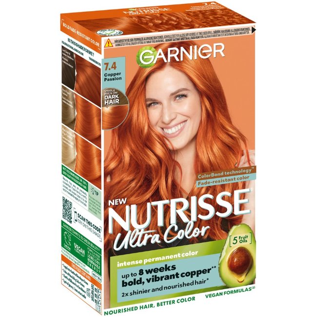Краска для волос Garnier Nutrisse Ultra Color 7.4 интенсивный медный стойкая 1 шт Краска для волос Garnier Nutrisse Ultra Color 7.4 интенсивный медный стойкая 1 шт