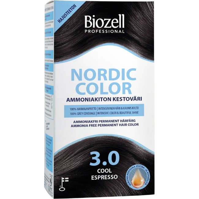 Стойкая краска для волос без аммиака Biozell Nordic Color Professional Cool Espresso 3.0 упаковка 2 шт х 60 мл
