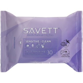 Влажные салфетки без запаха Savett Sensitive Clean для чувствительной кожи 30 шт/уп Влажные салфетки без запаха Savett Sensitive Clean для чувствительной кожи 30 шт/уп