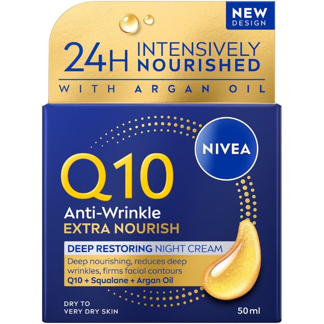 Крем для ночного ухода NIVEA Q10 anti-wrinkle extra nourish deep restoring 50 мл