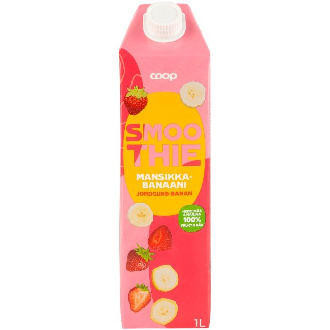 Клубнично-банановый смузи Coop 1 л