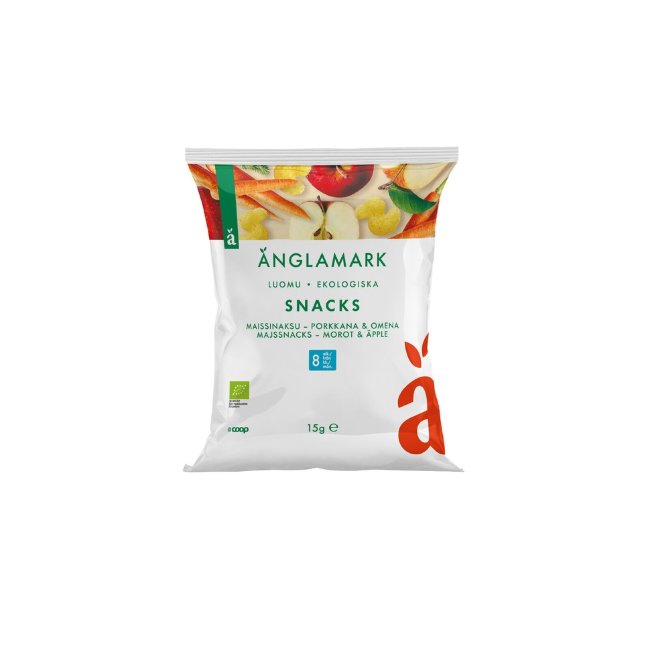 Органические кукурузные снеки Änglamark с морковью и яблоком 15 гр 8 мес Органические кукурузные снеки Änglamark с морковью и яблоком 15 гр 8 мес